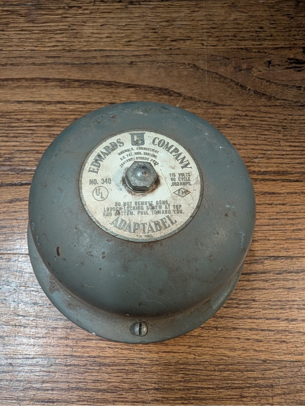 Vintage c1950s Edwards Adaptabel No 340 Industrial School Alarm Bell 120V Decor